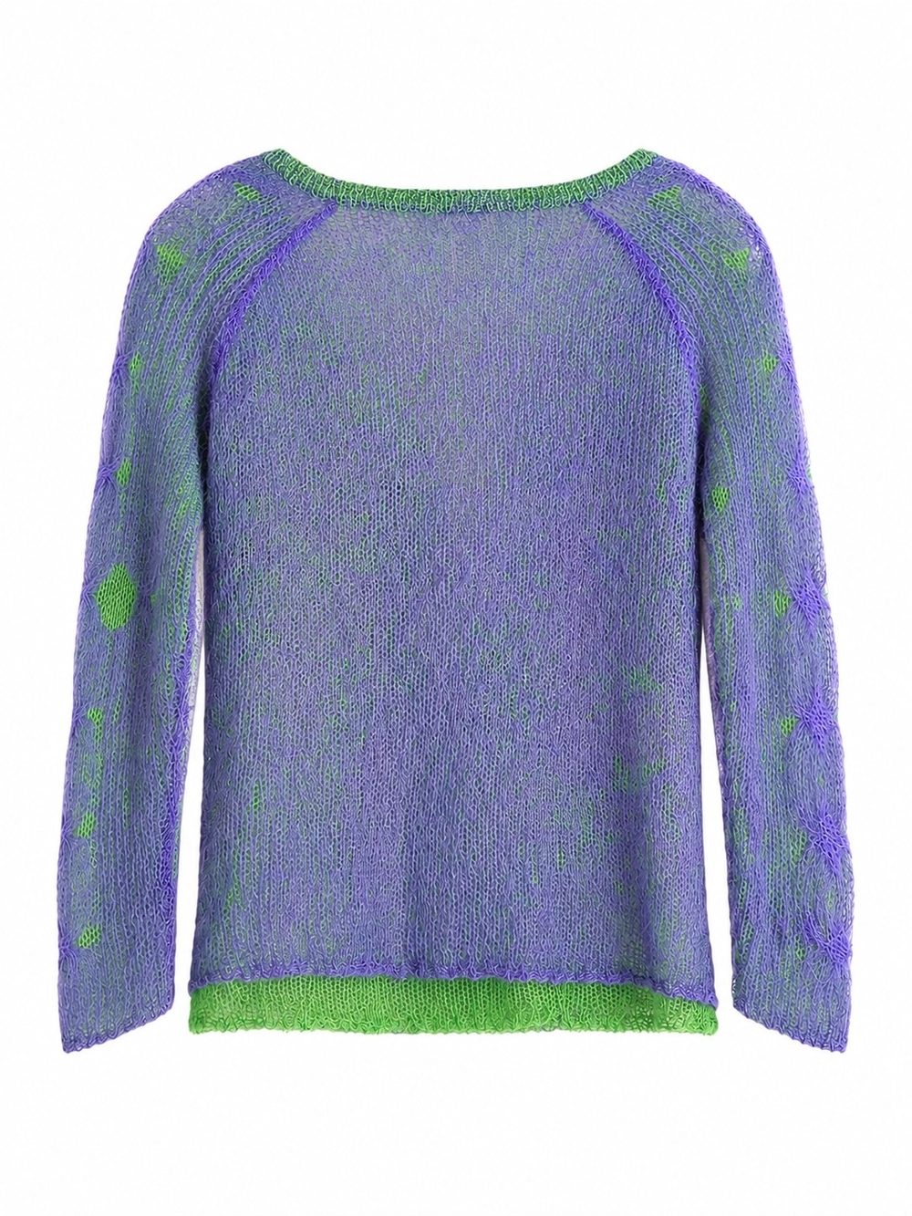 Free People Vintage Mohair Cardigan Purple Lime Green Open Knit Sweater S - Picture 4 of 12